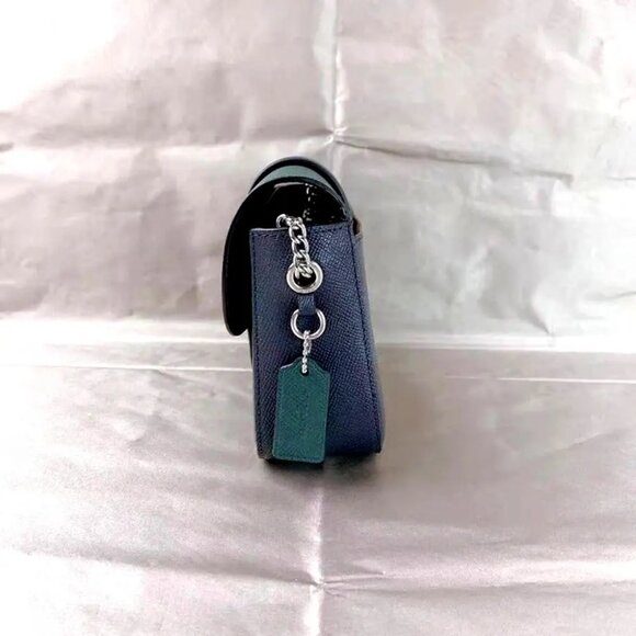 COACH C6797 GEMMA CROSSBODY IN COLORBLOCK WITH APPLE BUCKLE FOREST/MIDNIGHT NAVY - Picture 5 of 8